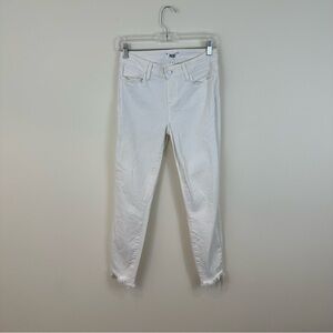 Paige | Women's White Frayed Hem Skinny Jeans Size 28